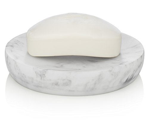 EssentraHome Blanc Collection White Soap, Sponge Dish Tray for Bathroom or Shower Also Great for Kitchen