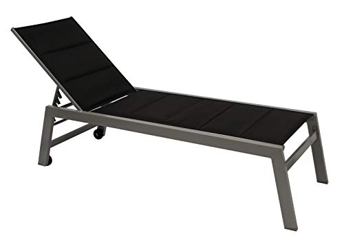 GXK Gartenliege XL Rollenliege Sonnenliege Liege extra hoch, Alu wetterfest