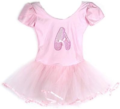 Rush Dance Ballet Class, Gymnastics Recital Short Sleeve Toddler Kids Leotard (XL (4-5 Y), Pink)