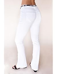 Pantalón acampanado Bebop para dama, sarga de algodón elástico, cinturón extraíble