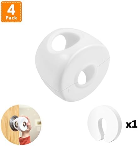 Benewell Door Knob Covers 4 Pack with 1 Pack Childproof Finger Pinch Guard - Door Knob Covers for Child, Kids, Toddler, Baby Safety