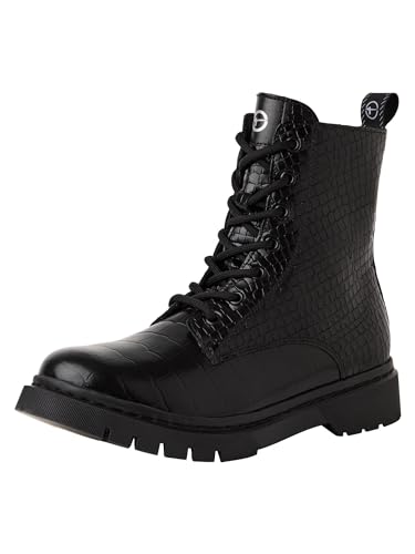 Tamaris Damen Stiefelette Blockabsatz Wechselfußbett; BLACK STRUCTURE, EU 37