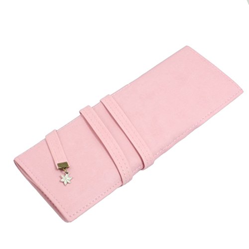 wuudi Brand New Faux Leather Cosmetic Pencil Pen Brush Holder Bag for Ladies(Pink)