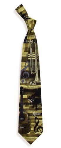 Men's 100% Silk Joyful Musical Instruments Words of Praise Necktie Tie Neckwear