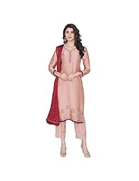 PinkShink Kameez Dupatta 320 - Pantalón de satén para mujer, color melocotón