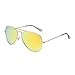Retro Polarized Aviator Sunglasses Flash Tinted Lens Eyeglasses for Women Men UV400 (Gold Alloy / Polarized Yellow)