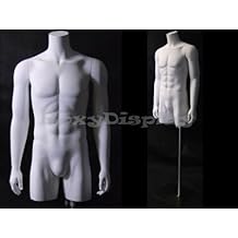 Mannequin Torso masculino con simpática figura de cuerpo y brazos. Fibra de vidrio
