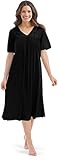 Ezi Women's Satin Silk Short Sleeve Lingerie Nightgown by