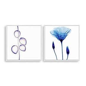 2 Piece Framed Canvas Home Artwork Decoration Transparent Flower Canvas Wall Art for Living Room, Bedroom - 16"x16"x2 Panels
