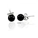 Simple Gemstone Black Onyx Round Ball Stud Earrings For Women .925 Sterling Silver 6MM