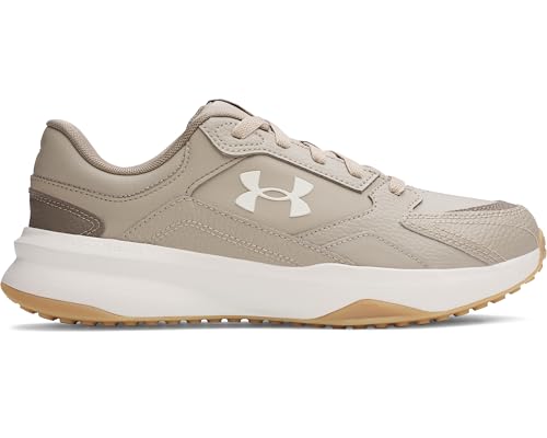Herren Edge Leder, Sportschuhe für Indoor und Outdoor, atmungsaktive Trainingsschuhe mit gepolsterter Sohle, stylischer Fitnessschuh mit Leder,Timberwolf Taupe / White / Summit White,42