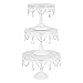 Aurora 3-Piece White Rechargeable LED Cake Stand Set, Round Metal Crystal Cupcake Dessert Display Pedestal Wedding Party Display, Chargers Included