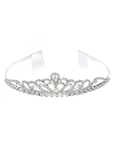 NYFASHION101 Rhinestone Studded Heart Shaped Design Crown Tiara NHTM607SCLY