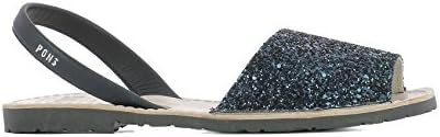 AVARCA PONS Women's 101Glittermarino Blue Leather Sandals