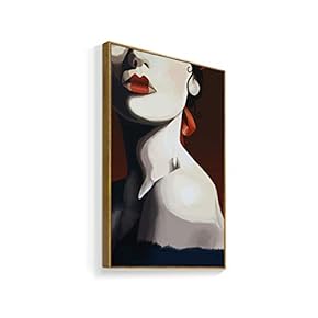 Light Skin And Red Lips - Framed Canvas