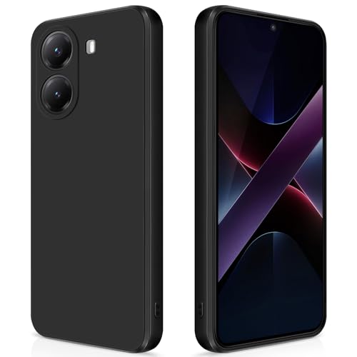 GiiYoon Cover for Xiaomi Poco X7 Pro 5G Silicone Case, Shockproof Slim TPU Silicone Case with Fibre Inner Layer and Camera Protection, Black