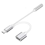 Anskp USB Type C to 3.5mm Headphone Audio Aux Jack&Charge Adapter Cable Converter for Moto Z, Letv Le Pro 3, Other Phone That Without 3.5mm Aux Jack(Not Support HTC, Google Pixel 2, Pixel 2 XL)-Silver