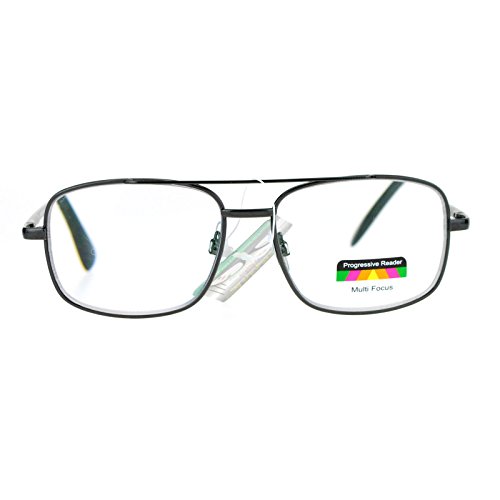 SA106 Rectangular Metal Frame Multi 3 Focus Progressive Reading Glasses Gunmetal 2.0