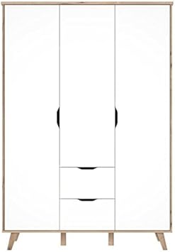 Finlandek Armoire De Chambre Vankka Scandinave Decor Chene Et Blanc Mat Pieds En Bois Massif L 140 Cm Amazon Co Uk Car Motorbike