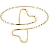 XAM Hollow Heart Arm Cuff - Adjustable Gold-plated Metal Armlet with Crystal Accent for Women