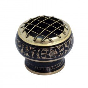 Indian Brass Bowl with carved ornaments incense burner, Size about 5x5,5cm