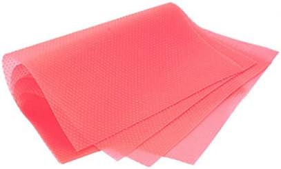 DELIKANG Home Cabinet Organizers, Set of 4 Shelf Mats Mildew Moisture Refrigerator Liners Washable Can Be Cut Refrigerator Pads Non Slip Fridge Mats Drawer Table Placemats (Pink)