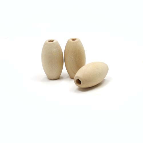 Mylittlewoodshop - Pkg of 6 - Bead Oval - 1 inch long and 9/16 inches tall with 3/16 hole unfinished wood(WW-BE2030-6)