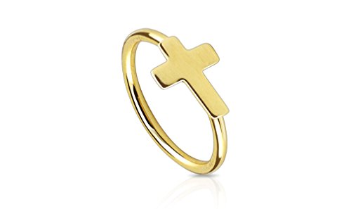 20G Gold Plated Stainless Steel Cross Nose Ring