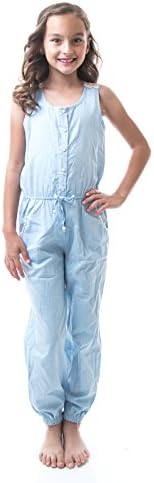 Love Soho Kids Cotton Button Up Denim Crochet Jumpsuit/Romper