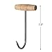 Tinsow 2pcs Stainless Steel T Hooks T-Handle Meat Boning Hook for Kitchen Butcher Shop Restaurant BBQ Tool (Wooden Handle)