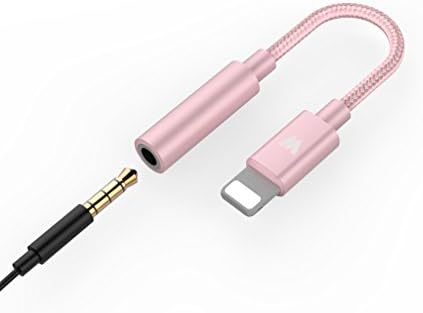 Headphone Adapter for iPhone 8/8 Plus,Wofalodata Lightning to 3.5mm Female Audio Earphone Connector Headphones Splitter for iPhone X,iPhone 7/7 Plus Compatible for iOS 10.3 or Later–Rose
