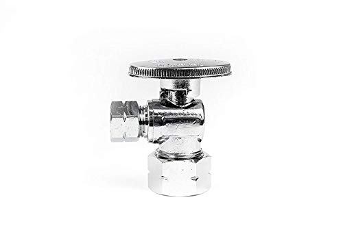 Angle Stop Shut Off Valve- 1/2" NOM. Compression (5/8" OD) x 3/8 in. - 1/4 Turn Valve- Chrome Plated Lead Free- 10 Pack