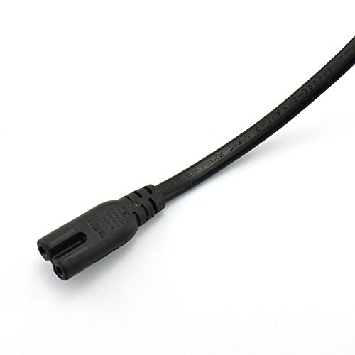 Longdex 1-Pack US AC Power Cord 2 Prong Plug Figure 8 Type Port Cable Adapter Non-Polarized 1.8m Power Extension Line Black - Thumbnail 2
