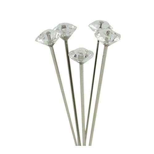 100 Diamante Pins 4cm - Wedding Florist Bouquet Buttonhole Craft - Choose Colour (Clear)