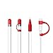 FRTMA [4-Piece] Compatible with Apple Pencil Cap/Apple Pencil Tip Cover/Cable Adapter Tether/Apple Pencil Cap Holder Compatible with iPad Pro Pencil, Red