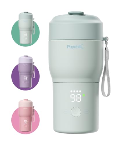 Papablic Pro Portable Bottle Warmer for Travel – 3X Faster Heating, 5 Temp Settings, Baby Milk & Formula Warmer On the Go, Long Battery Life, Mint Green