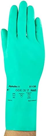 Ansell AlphaTec 37-136 Nitrile Chemical Gloves L Industrial PPE Workwear Green view 2