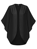JJ Perfection Women's Solid Woven High Low Open Front Chiffon Kimono Cardigan