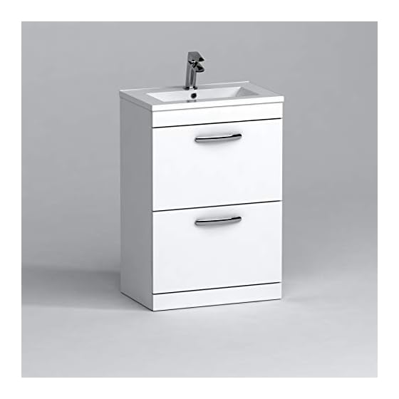 500mm Floor Standing Bathroom Vanity Unit Minimalist Basin 2 Drawers Storage Furniture