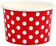Yocup 4 oz. Polka Dot Red Paper Ice Cream/Frozen Dessert Cup - 50 ct