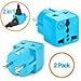 European Plug Adapter by Yubi Power 2 in 1 Universal Travel Adapter with 2 Universal Outlets - 2 Pack - Blue - Shucko Type E / F for France, Germany, Spain, Sweden, Turkey, Ukraine and More!