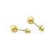 14k Yellow Gold Ball Stud Earrings with Screwback - 5 Different Size Available