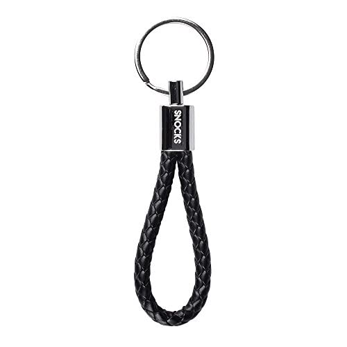 Snocks Key Chain Leather Women & Men Car Key Ring Keychain Unisex (Black, OneSize)