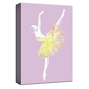 Canvas Wall Art Ballet Dancer in Yellow Painting Artwork for Home Decor Framed - 12x18 inches