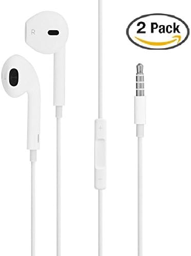 Armx 2-Pack Earphones with Microphone &amp; Volume Control 3.5mm for Apple iPhone 5 6 7 Series iPad iPod (White)