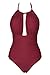 SEASELFIE Women's Halter One Piece Cutout Swimsuits High Neck Flattering Bathing Suits with Ruched Tummy Control
