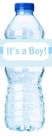 24pack Blue Chevron Baby Boy Shower Party Table Decorations Water Bottle Sticker Labels