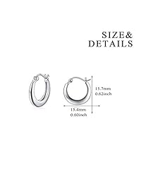 925 Sterling Silver Small Hoop Earrings Hypoallergenic Earring for Women