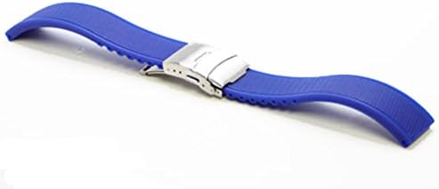 20mm Royal Blue MODENA light pattern watch band w/ Deployant Clasp / Buckle
