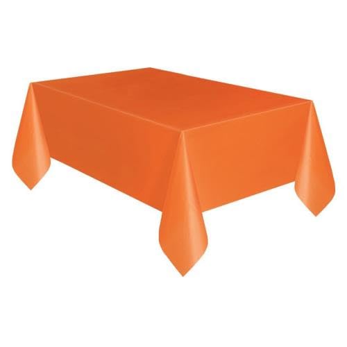 AIBC Just Believe... Rectangle Disposable Plastic Table Covers Party Table Cloth Wipe Clean Plastic Tablecloth 9ft x 4.5ft (2 Pack) Orange — image 1